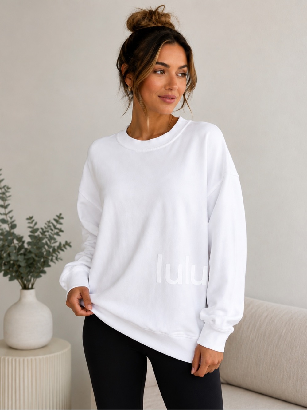Lululemon Perfectly Oversized Crew *Graphic White — Size 6